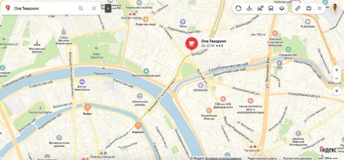 Loin du métro. Capture d'écran Yandex. carte