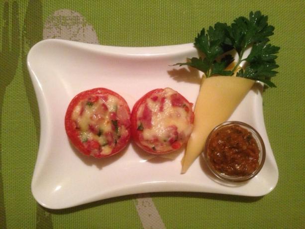 tomates farcies pour cette recette j'ai essayé de préparer le petit déjeuner. Pas le petit déjeuner très rapide il se trouve))