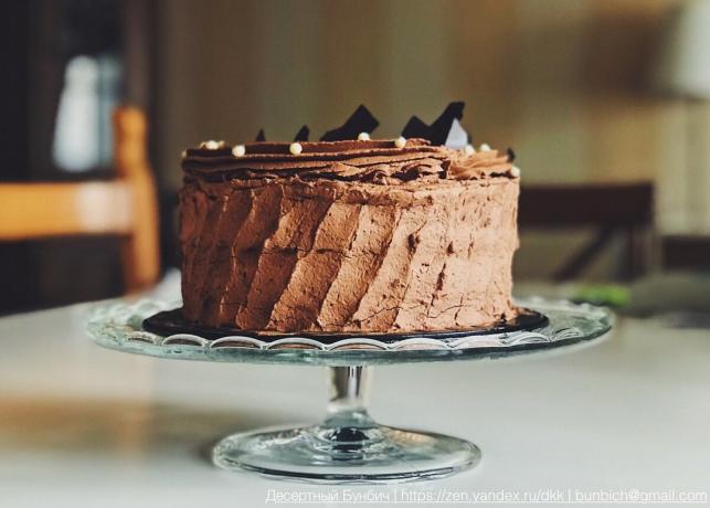 Voici un gâteau peut être fait de génoise au chocolat avec crème au chocolat