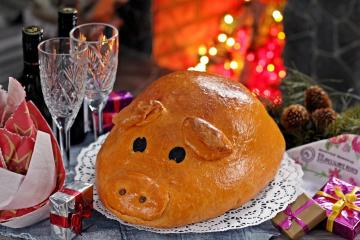 Kulebyaka de Noël en forme de cochon